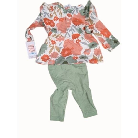 Carter's Just One You Baby Girls' 2PC Floral Top & Bottom Set Pink/Green Size 3M - Picture 3 of 5